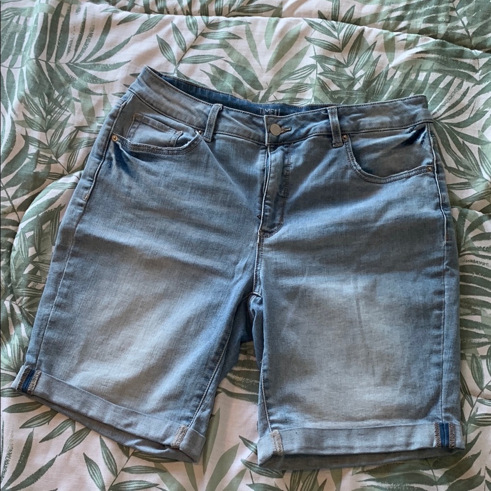 Time and Tru Blue Jean Shorts with Cuffed Hem